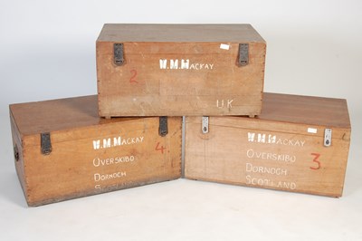 Lot 18 - Three vintage painted wooden storage boxes of slightly graduated size