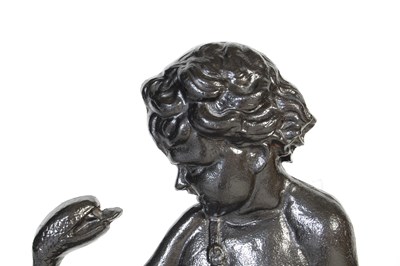 Lot 819 - A cast iron cherub and serpent stick stand,...