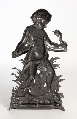 Lot 819 - A cast iron cherub and serpent stick stand,...