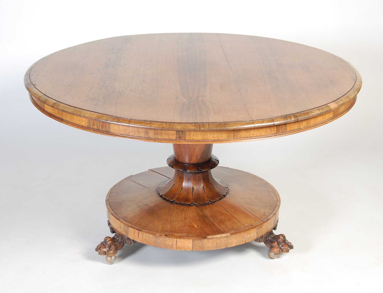 Lot 856 - A 19th century rosewood snap-top supper table,...