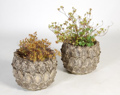 Lot 114 - A pair of composite stone garden planters