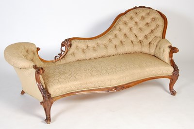 Lot 76 - A Victorian walnut chaise longue