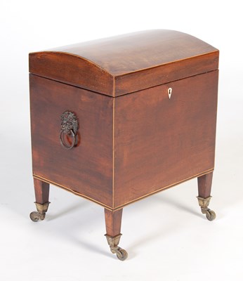 Lot 38 - A George III mahogany and boxwood lined dome top cellarette
