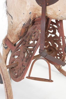 Lot 15 - A Victorian style merry-go-round carved wooden horse converted to a tricycle