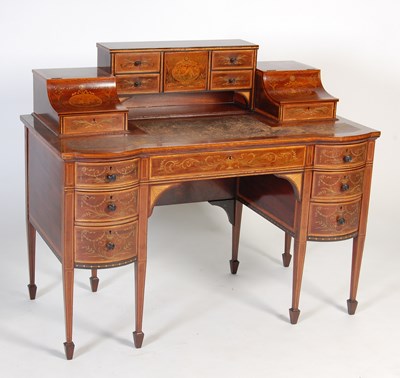 Lot 42 - An Edwardian mahogany and marquetry inlaid writing desk