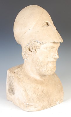 Lot 163 - A plaster bust of Pericles wearing a helmet pushed back on his head