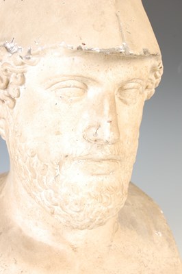 Lot 163 - A plaster bust of Pericles wearing a helmet pushed back on his head