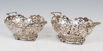 Lot 427 - A pair of late 19th century Dutch silver twin handled oval shaped baskets