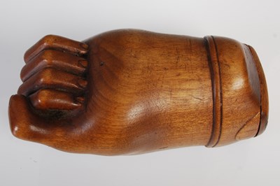 Lot 209 - A rare treen snuff box formed as a hand