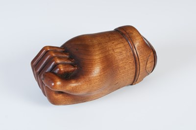 Lot 209 - A rare treen snuff box formed as a hand
