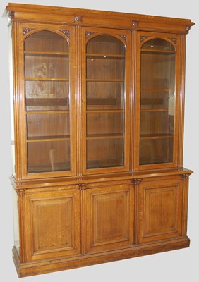 Lot 4 - A 19th century oak bookcase, the moulded...
