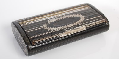 Lot 219 - A tortoiseshell rounded oblong snuff box