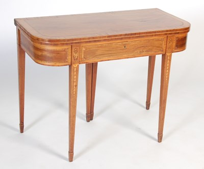 Lot 40 - A George III mahogany, satinwood and marquetry inlaid tea table