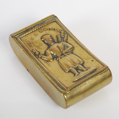 Lot 249 - A brass curved oblong snuff box