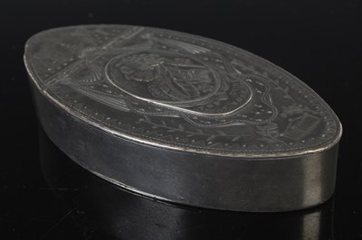 Lot 252 - A pewter navette-shaped snuff box