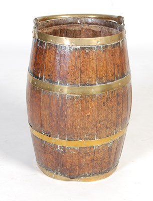 Lot 3 - A brass bound oak barrel stick stand