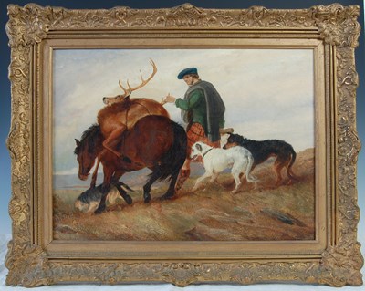 Lot 365 - 19th century Scottish School Gillie with pony,...