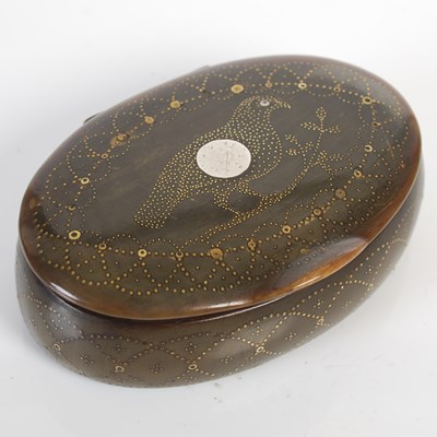 Lot 289 - A highly unusual Scottish horn oval snuff box