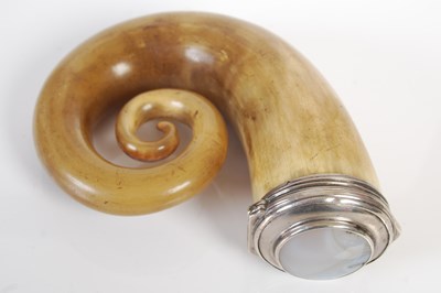 Lot 296 - A Scottish blonde curly horn snuff mull