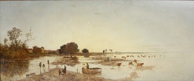 Lot 367 - Karl Heffner (1849-1925) River scene at low...