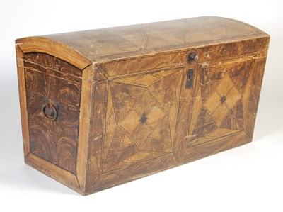 Lot 88 - A nicely hand-painted late 19th century over-sized scumbled pine dome-top chest
