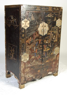 Lot 101 - A pair of Chinese lacquer cabinets, Qing Dynasty