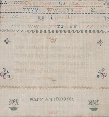 Lot 143 - A William IV needlework sampler by Mary Ann Roarer dated 1832