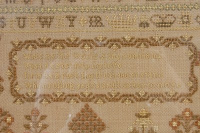 Lot 144 - A Victorian needlework sampler by Margaret Wilson, year 1840, Strandhead Agnes Riggs MW