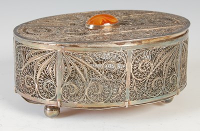 Lot 382 - A 20th century white metal filigree work...