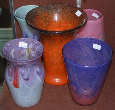 Lot 8 - A group of five assorted Vasart glass vases,...