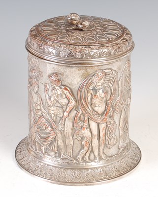 Lot 397 - A large Victorian silver-plated biscuit barrel,...