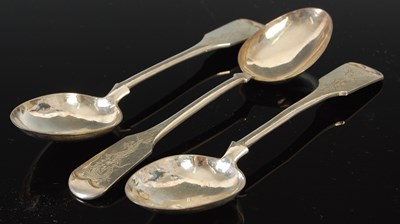 Lot 399 - Three Chinese silver dessert spoons, the...