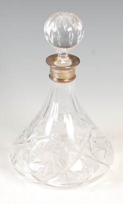 Lot 403 - A modern silver mounted cut-glass decanter and...