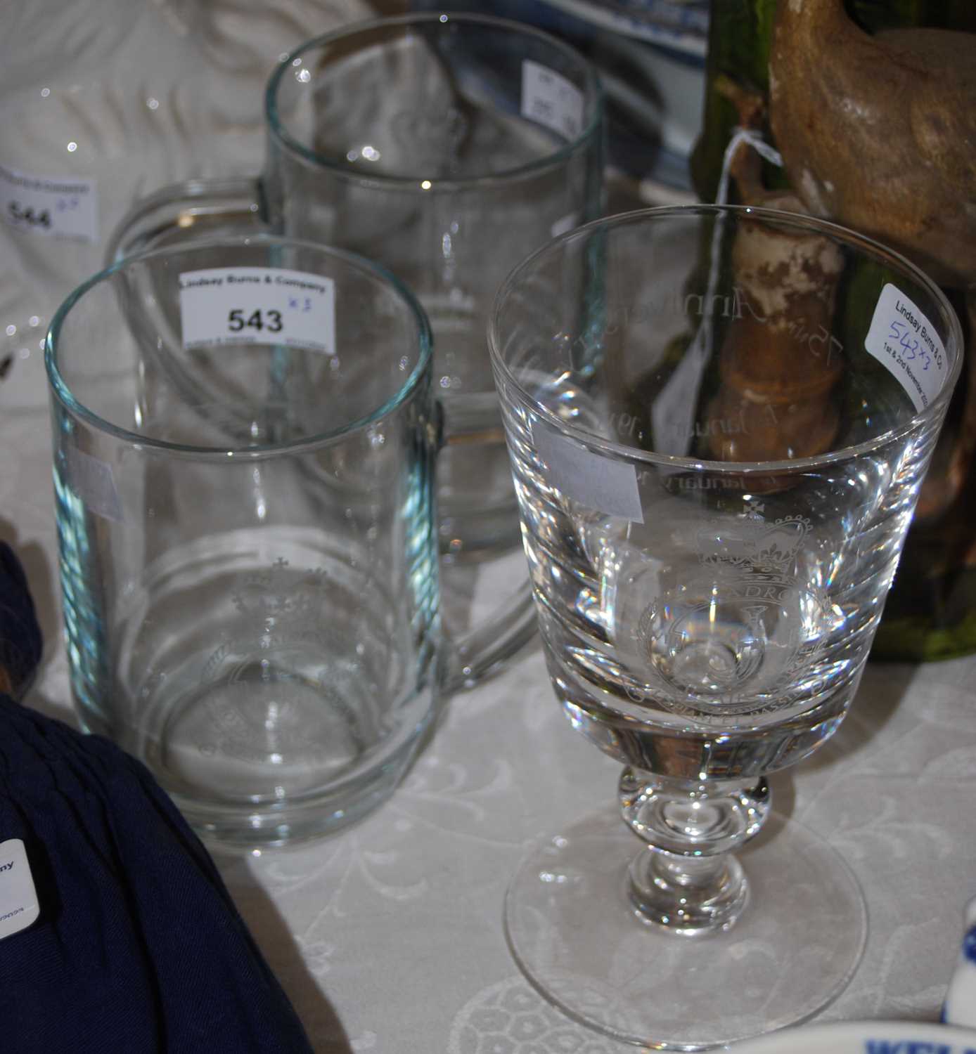 Lot 543 - Militaria interest: a glass etched goblet for...