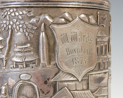 Lot 421 - A late 19th century Chinese silver tankard,...