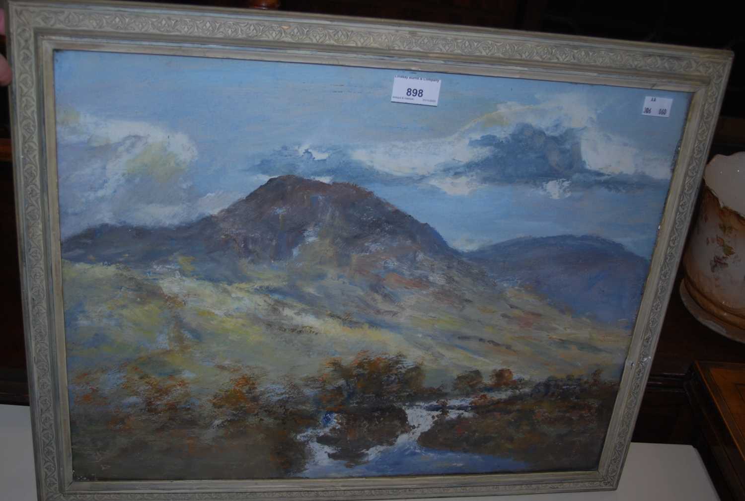 Unsigned Click Lot 898 - An unsigned framed oil painting, the reverse