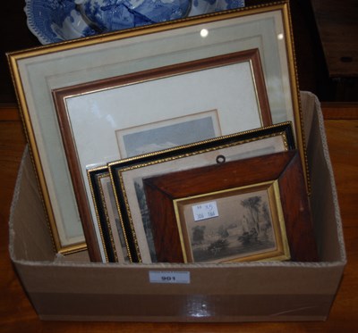 Lot 901 - Box - five framed engravings comprising three...