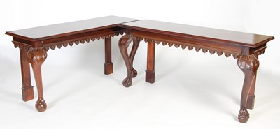 Lot 13 - A pair of George III style mahogany console...