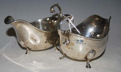 Lot 136 - A pair of Birmingham silver sauce boats, each...