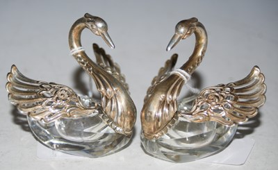 Lot 142 - A pair of Continental silver mounted cut glass...