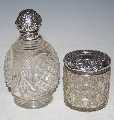 Lot 144 - A vintage Birmingham silver mounted cut glass...