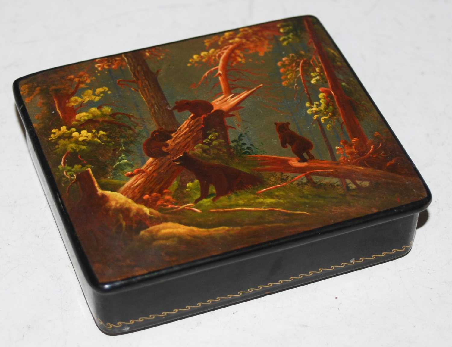 Lot 233 - An antique Russian lacquered...