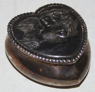 Lot 163 - A Birmingham silver heart-shaped box, the...