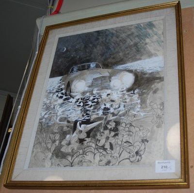 Lot 926 - An unsigned mixed media of James Bond and Miss...