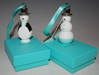 Lot 118 - Two Tiffany & Co white metal mounted ceramic...