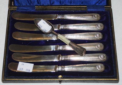 Lot 183 - A cased set of six silver handled afternoon...