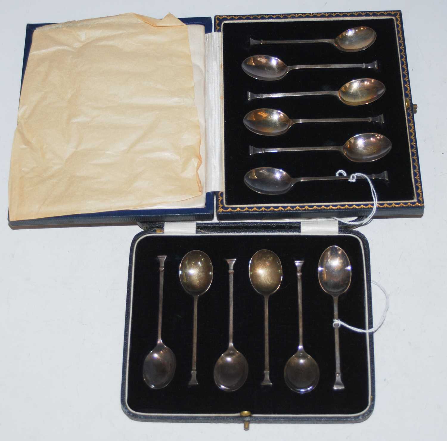 Lot 191 - A cased set of six Birmingham silver coffee...