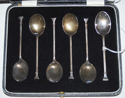 Lot 191 - A cased set of six Birmingham silver coffee...