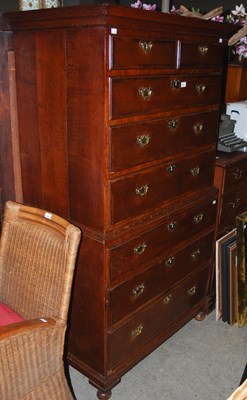 Lot 937 - A George III style oak chest on chest, the...