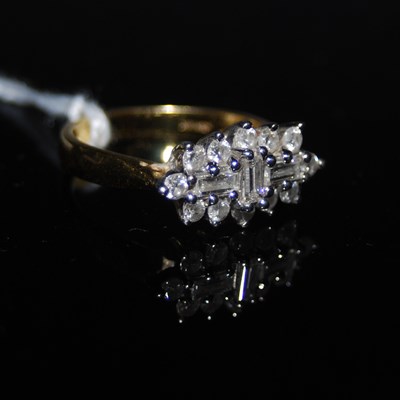 Lot 76 - An 18ct gold and diamond cluster ring, ring...